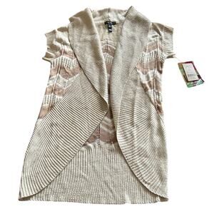 Fang Fashion Tan Chevron Shrug Sweater Cardigan Vest NWT